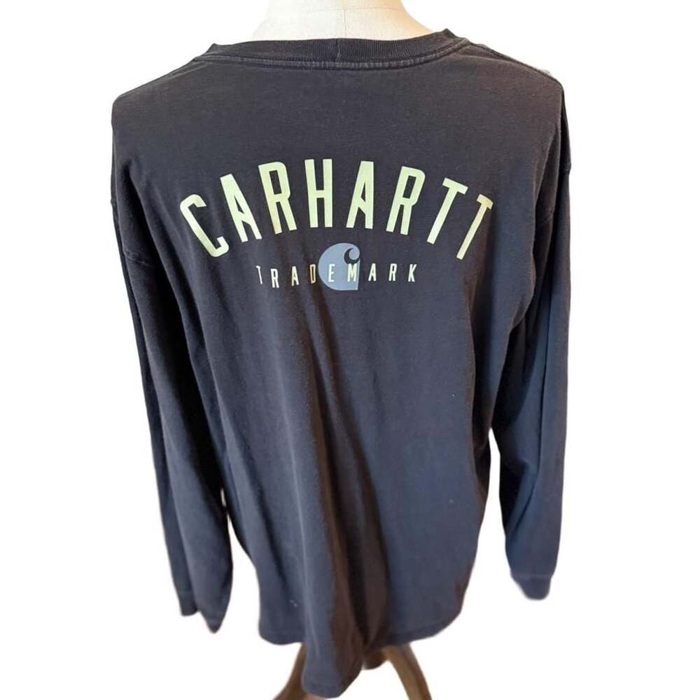 Carhartt Long Sleeve Pocket T-Shirt Size XL Black Loose Fit Trademark Logo